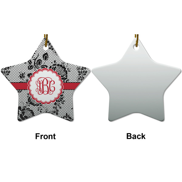 Black Lace Ceramic Flat Ornament - Star Front & Back (APPROVAL)