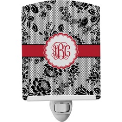 Black Lace Ceramic Night Light (Personalized)