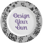 Black Lace Ceramic Dinner Plates (Set of 4) (Personalized)