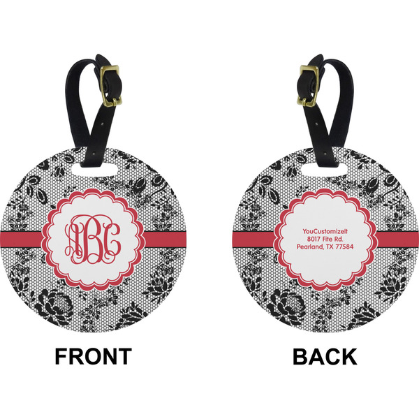 Black Lace Circle Luggage Tag (Front + Back)
