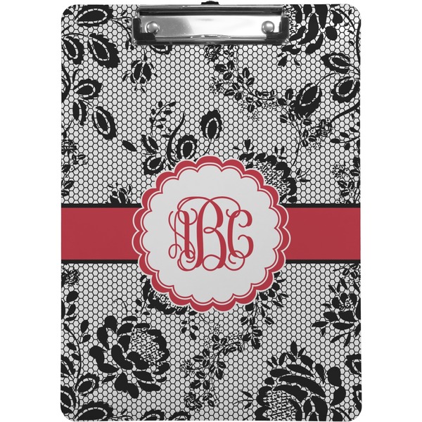 Custom Black Lace Clipboard (Letter Size) (Personalized)