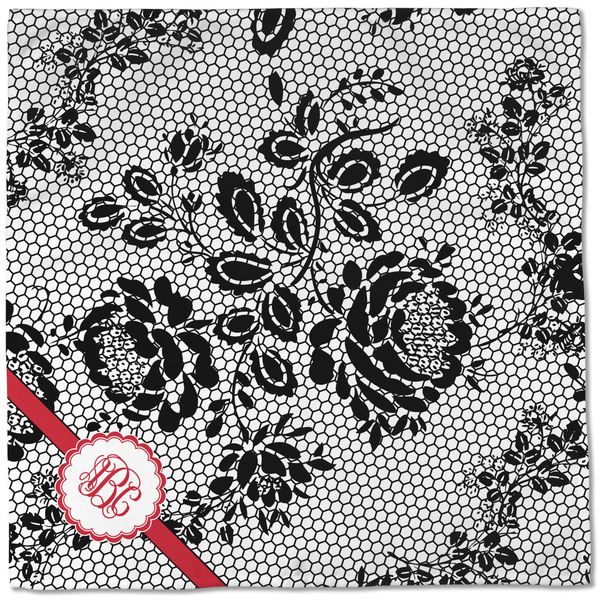 Black Lace Cloth Napkins - Personalized Dinner (Full Open)