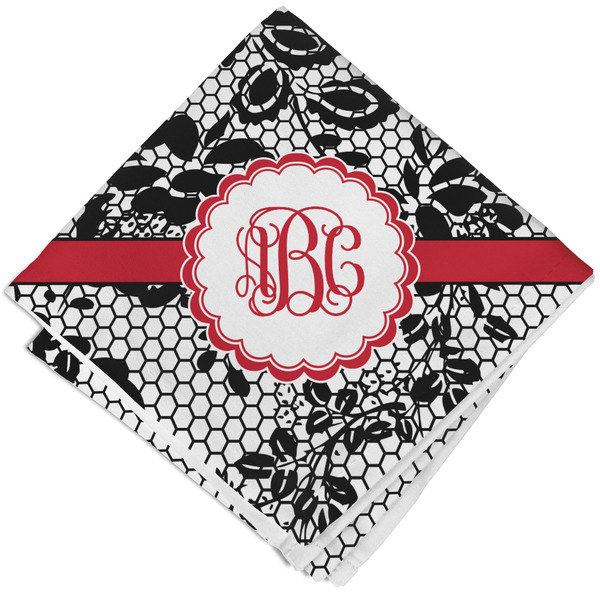 Custom Black Lace Cloth Napkin w/ Monogram