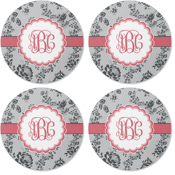 Black Lace Coaster Round Rubber Back - Apvl