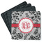 Black Lace Square Rubber Backed Coasters - Set of 4 (Personalized)