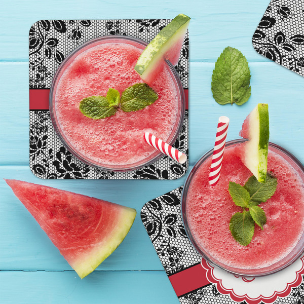 Black Lace Coaster Set - LIFESTYLE