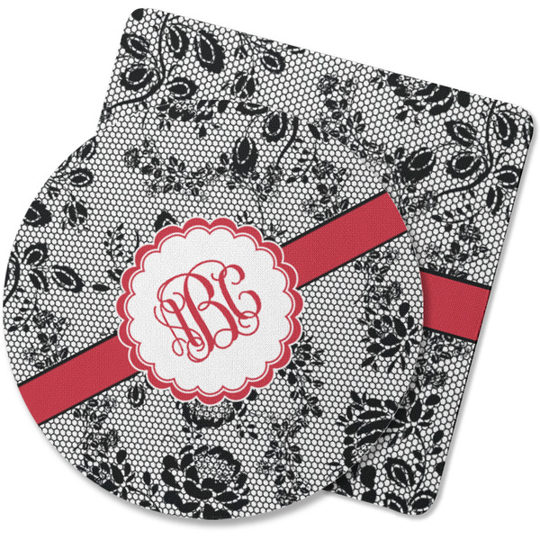 Custom Black Lace Rubber Backed Coaster (Personalized)