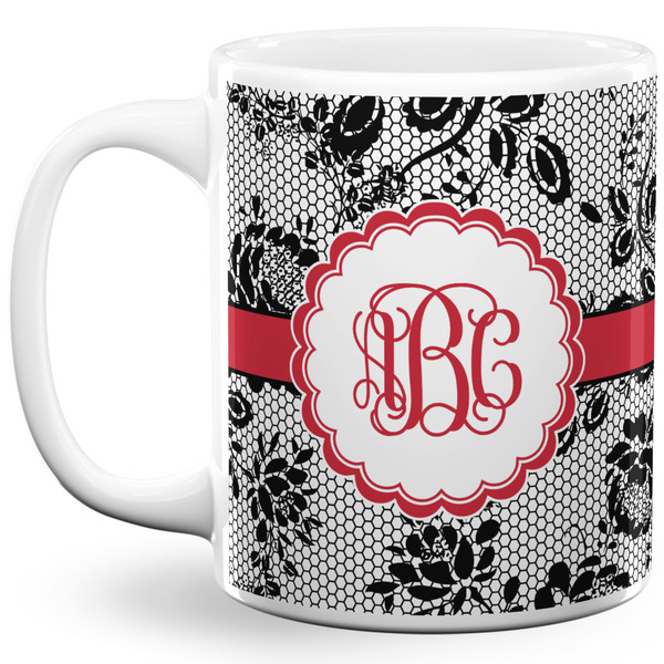 Custom Black Lace 11 Oz Coffee Mug - White (Personalized)