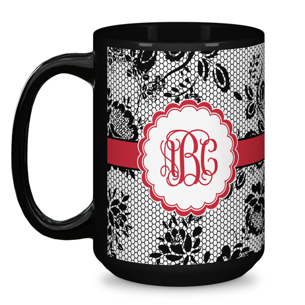 Black Lace Coffee Mug - 15 oz - Black