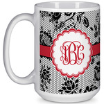 Black Lace 15 Oz Coffee Mug - White (Personalized)