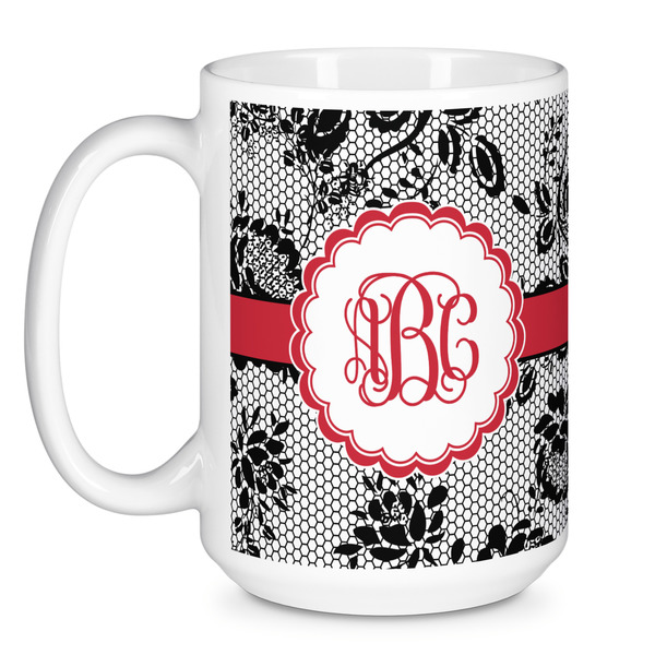 Black Lace Coffee Mug - 15 oz - White
