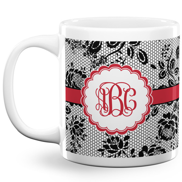 Black Lace Coffee Mug - 20 oz - White