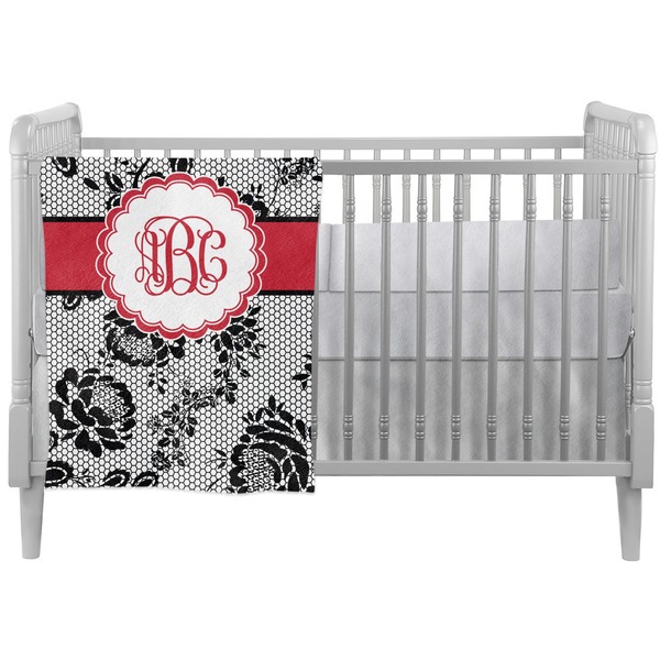 Custom Black Lace Crib Comforter / Quilt (Personalized)