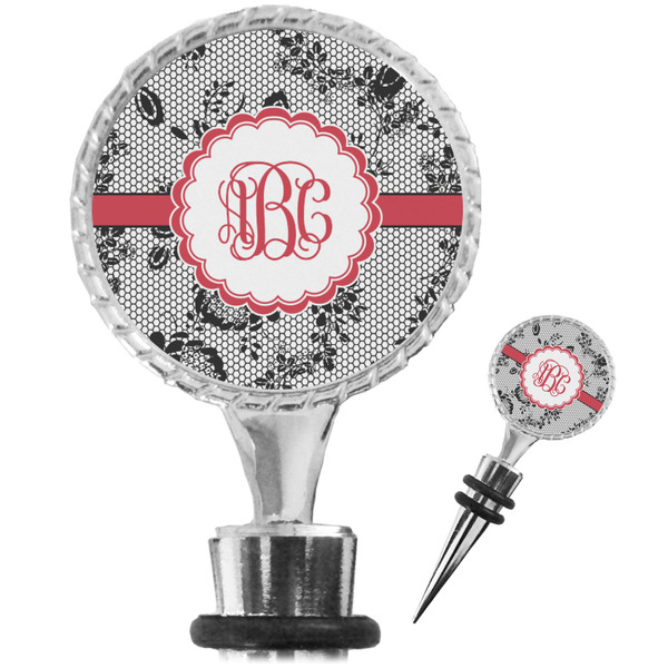 Custom Black Lace Wine Bottle Stopper (Personalized)