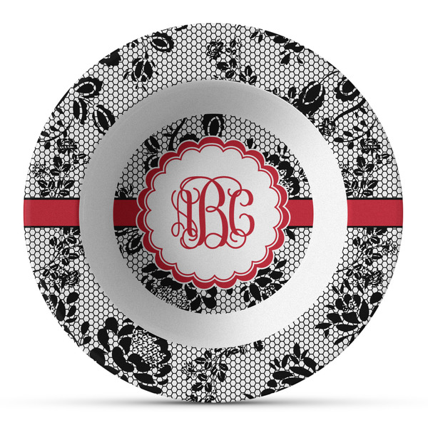 Custom Black Lace Plastic Bowl - Microwave Safe - Composite Polymer (Personalized)