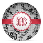 Black Lace Microwave Safe Plastic Plate - Composite Polymer (Personalized)