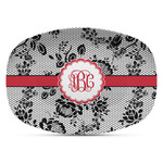 Black Lace Plastic Platter - Microwave & Oven Safe Composite Polymer (Personalized)