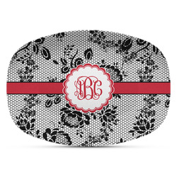 Black Lace Plastic Platter - Microwave & Oven Safe Composite Polymer (Personalized)