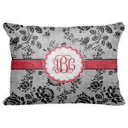 Black Lace Decorative Baby Pillowcase - 16"x12" w/ Monogram