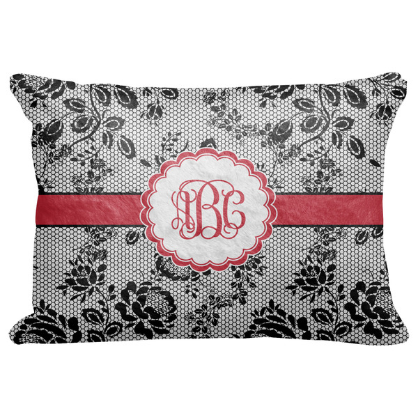 Custom Black Lace Decorative Baby Pillowcase - 16"x12" w/ Monogram