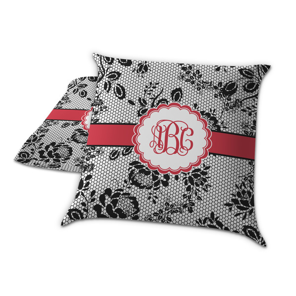 Black Lace Decorative Pillow Case - TWO