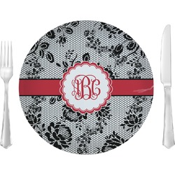 Black Lace 10" Glass Lunch / Dinner Plates - Single or Set (Personalized)