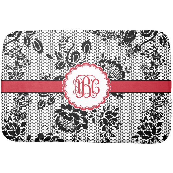 Custom Black Lace Dish Drying Mat w/ Monogram