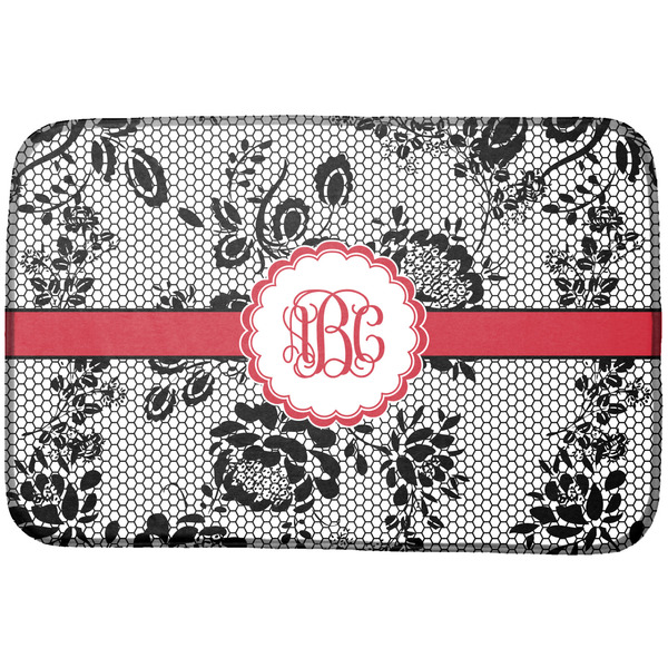 Custom Black Lace Dish Drying Mat w/ Monogram