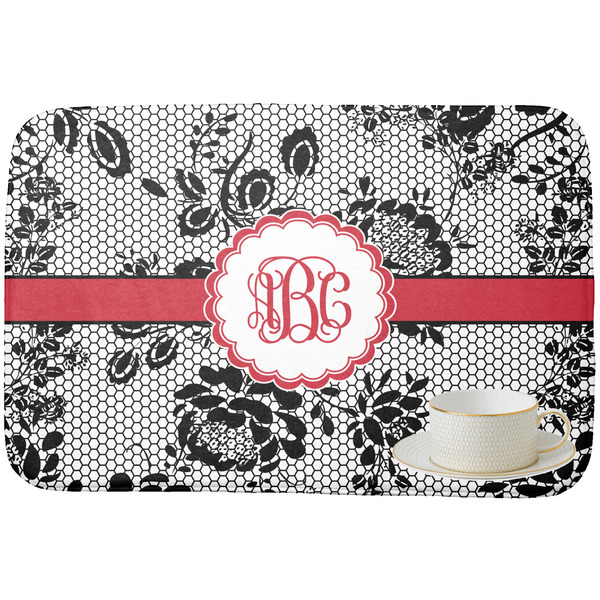 Black Lace Dish Drying Mat - with cup