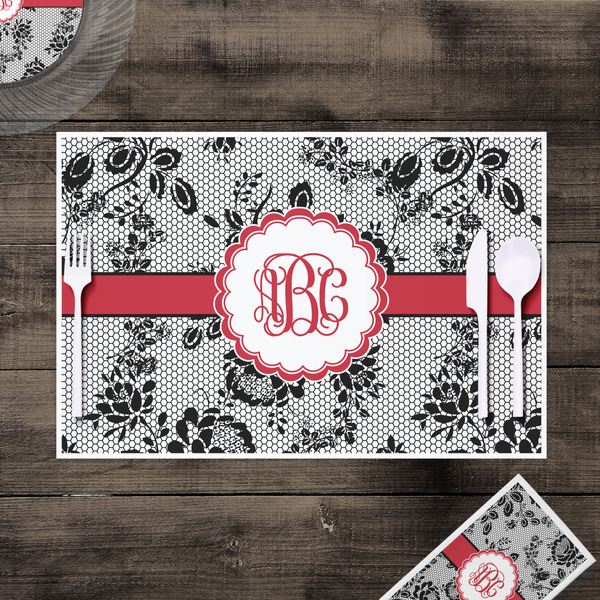 Black Lace Disposable Paper Placemat - In Context
