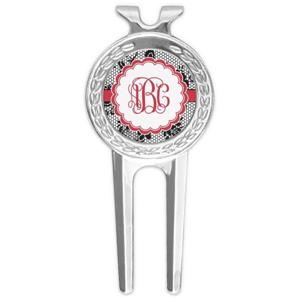 Custom Black Lace Golf Divot Tool & Ball Marker (Personalized)