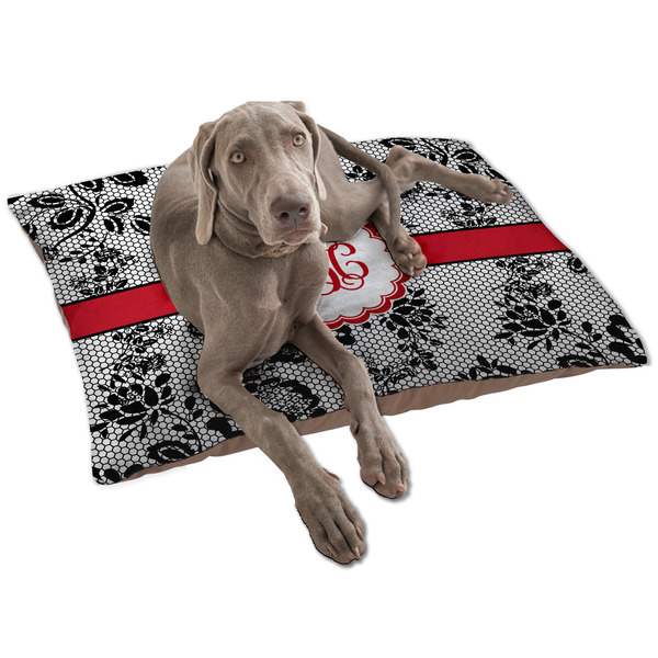 Custom Black Lace Dog Bed - Large w/ Monogram