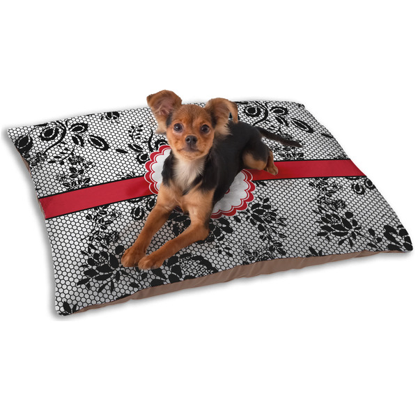 Custom Black Lace Dog Bed - Small w/ Monogram