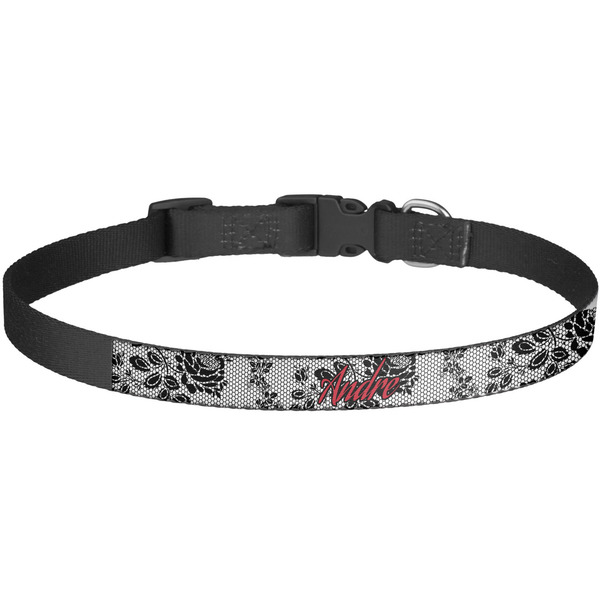 Custom Black Lace Dog Collar - Large (Personalized)