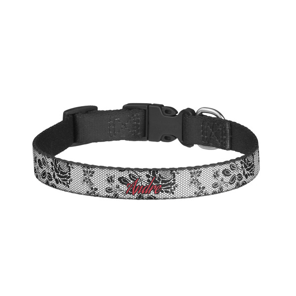 Custom Black Lace Dog Collar - Large (Personalized)