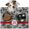 Black Lace Dog Food Mat - Medium w/ Monogram