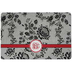 Black Lace Dog Food Mat w/ Monogram