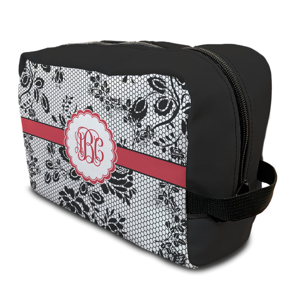 Custom Black Lace Toiletry Bag / Dopp Kit (Personalized)