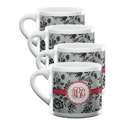 Black Lace Double Shot Espresso Cups - Set of 4 (Personalized)