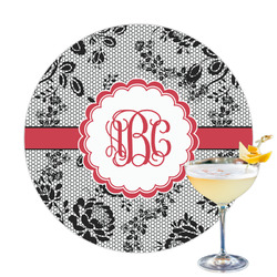 Black Lace Printed Drink Topper - 3.25" (Personalized)
