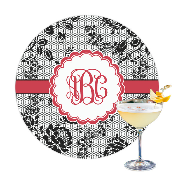 Custom Black Lace Printed Drink Topper (Personalized)