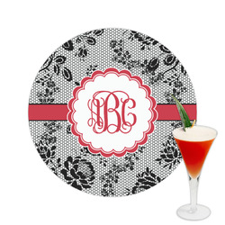 Black Lace Printed Drink Topper -  2.5" (Personalized)