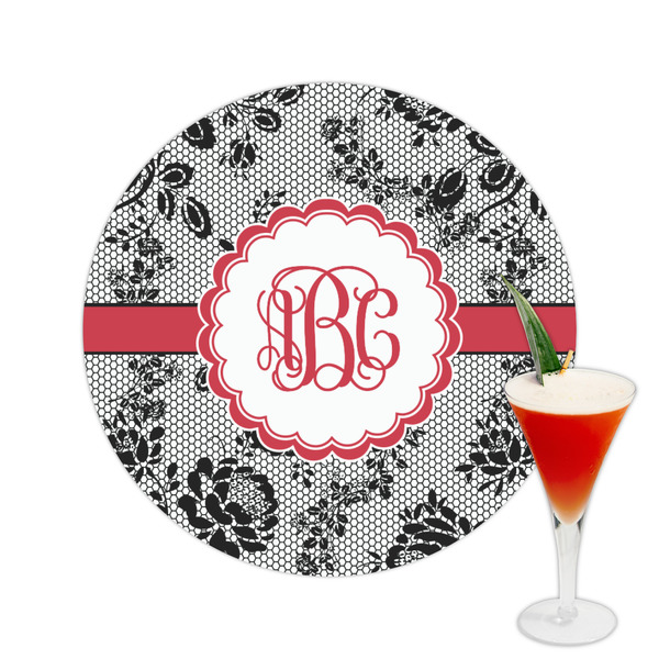 Custom Black Lace Printed Drink Topper -  2.5" (Personalized)