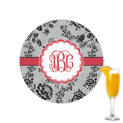 Black Lace Printed Drink Topper - 2.15" (Personalized)