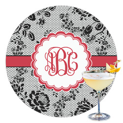Black Lace Printed Drink Topper - 3.5" (Personalized)