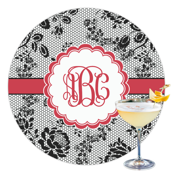 Custom Black Lace Printed Drink Topper - 3.5" (Personalized)