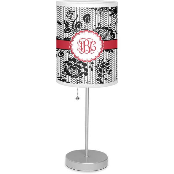 Custom Black Lace 7" Drum Lamp with Shade (Personalized)