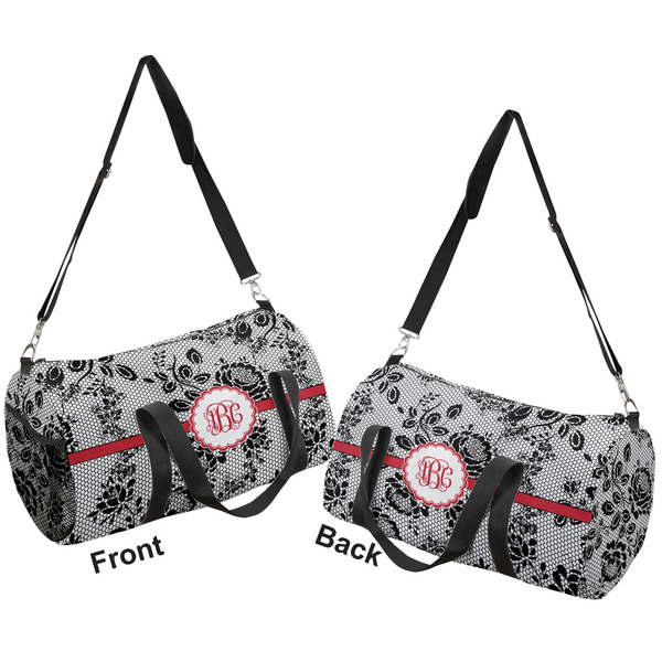 Black Lace Duffle bag small front and back sides