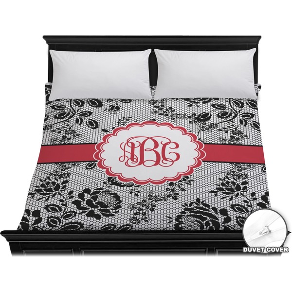 Custom Black Lace Duvet Cover - King (Personalized)