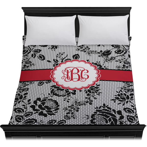 Black Lace Duvet Cover - Queen - On Bed - No Prop